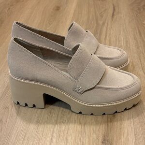 Dolce Vita Halona Women's Chunky Heel Loafers in Dune Suede